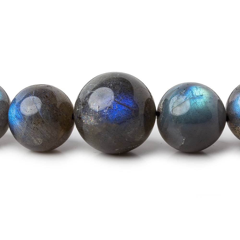 8.5-15.5mm Labradorite plain round beads 19 inch 43 pieces - Beadsofcambay.com