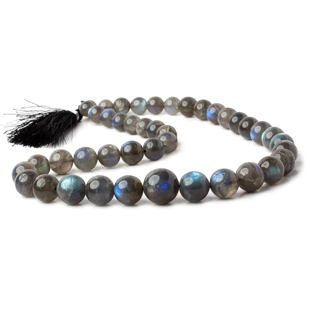 8.5-15.5mm Labradorite plain round beads 19 inch 43 pieces - Beadsofcambay.com
