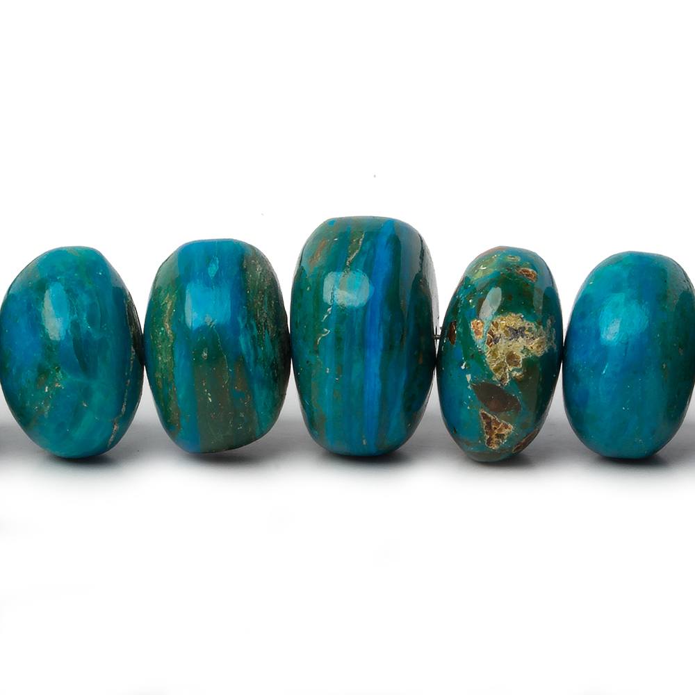 8.5-15.5mm Peruvian Blue Opal plain rondelle beads 20 inch 71 pieces AA - Beadsofcambay.com