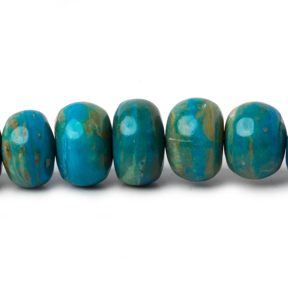 8.5-15.5mm Peruvian Blue Opal plain rondelle beads 20 inch 74 pieces AA - Beadsofcambay.com