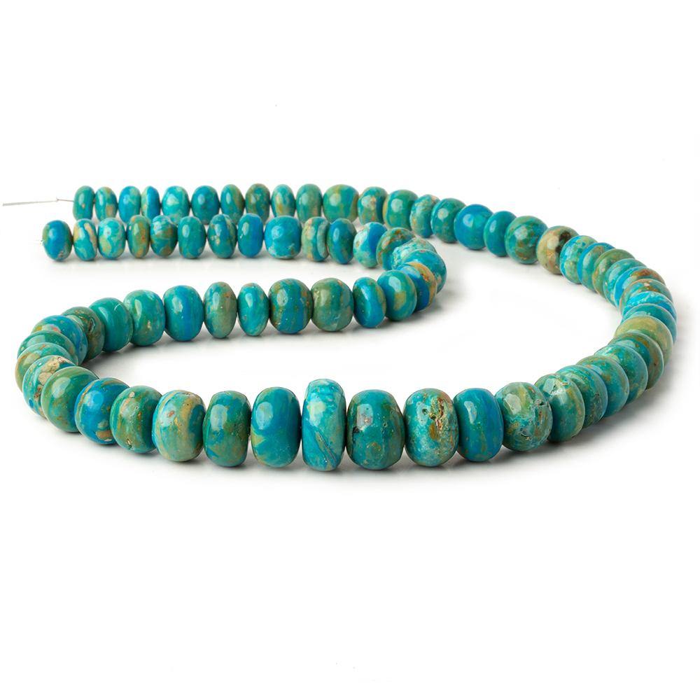 8.5-15.5mm Peruvian Blue Opal plain rondelle beads 20 inch 74 pieces AA - Beadsofcambay.com