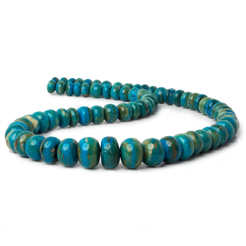 8.5-15.5mm Peruvian Blue Opal plain rondelle beads 20 inch 74 pieces AA - Beadsofcambay.com