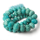 8.5-15mm Turquoise carved melon rondelle beads 18 inch 53 pieces - Beadsofcambay.com