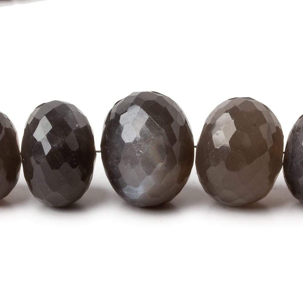 8.5-17.5mm Platinum Grey Moonstone faceted rondelles 15 inch 49 beads AA - Beadsofcambay.com