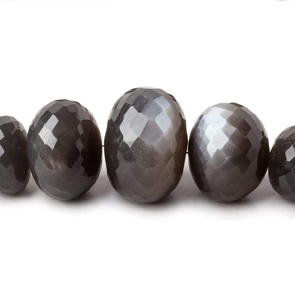8.5-22mm Platinum Grey Moonstone faceted rondelles 15 inch 47 beads AA - Beadsofcambay.com