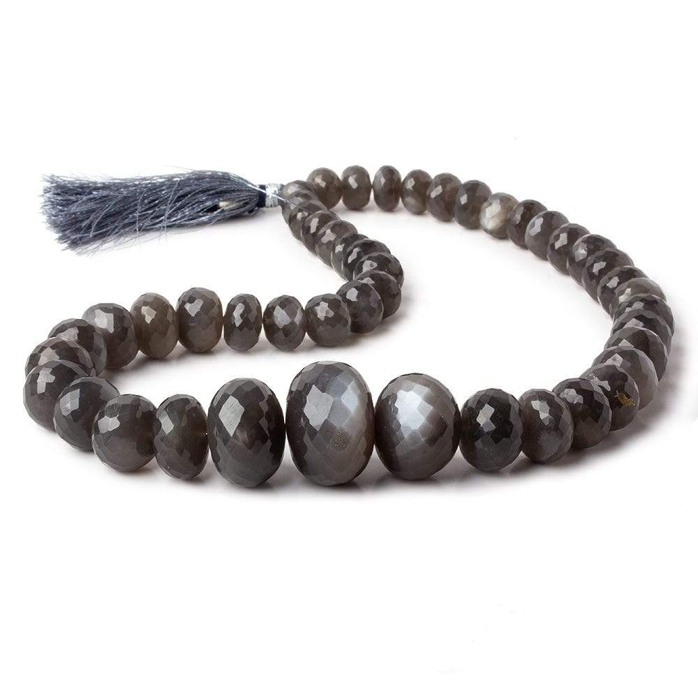 8.5-22mm Platinum Grey Moonstone faceted rondelles 15 inch 47 beads AA - Beadsofcambay.com