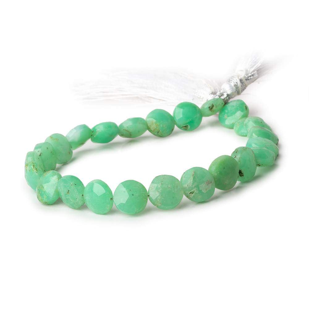 8.5-9.5mm Chrysoprase Faceted Coins 8 inch 23 beads - Beadsofcambay.com