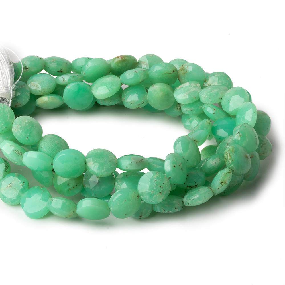 8.5-9.5mm Chrysoprase Faceted Coins 8 inch 23 beads - Beadsofcambay.com