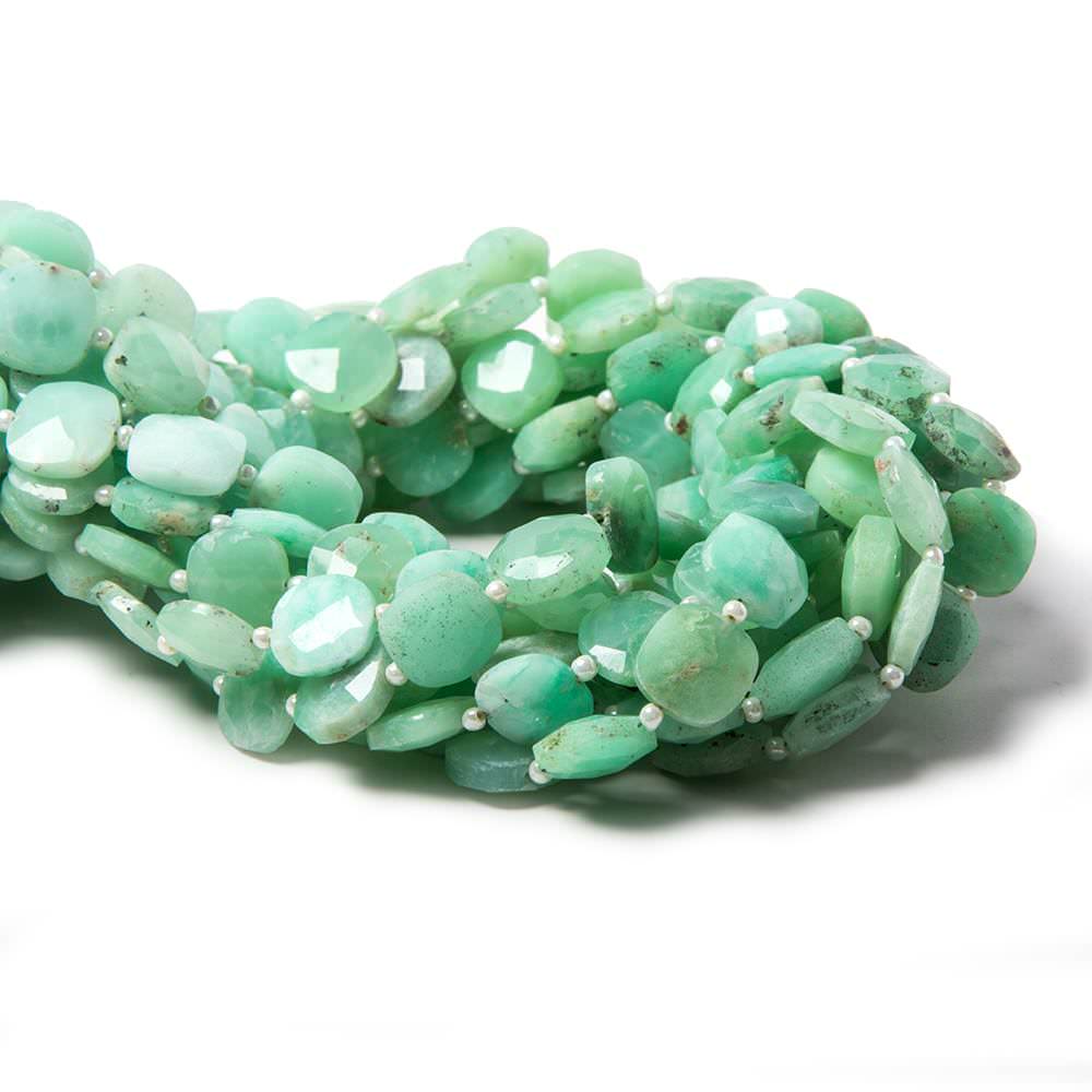 8.5-9.5mm Chrysoprase faceted pillow beads 14 inch 30 pieces - Beadsofcambay.com