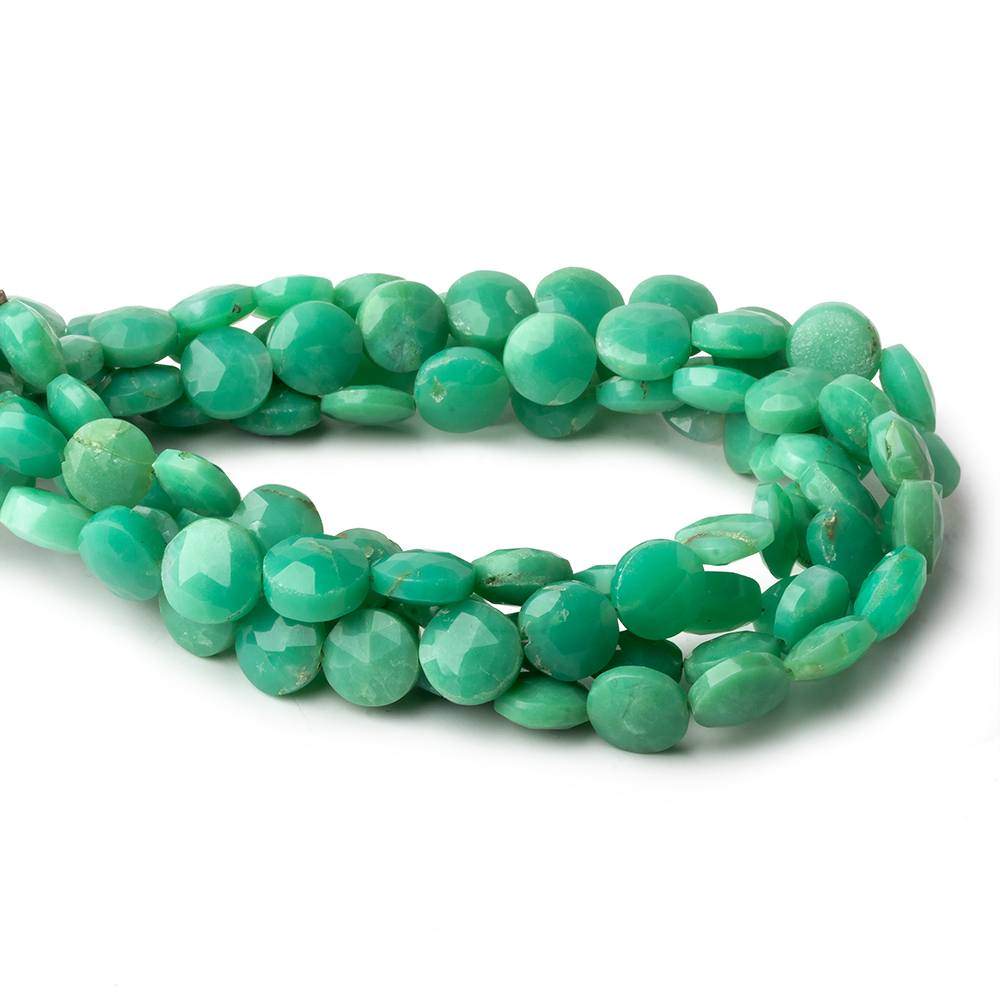 8.5-9.5mm Dark Chrysoprase Faceted Coins 8 inch 23 beads - Beadsofcambay.com
