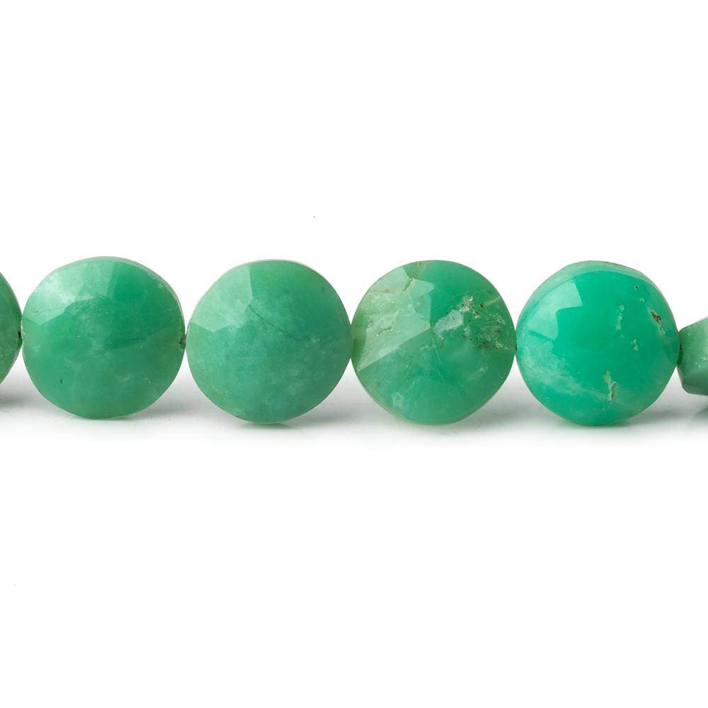 8.5-9.5mm Dark Chrysoprase Faceted Coins 8 inch 23 beads - Beadsofcambay.com