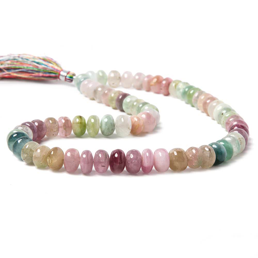 8.5-9.5mm Multi Color Afghani Tourmaline Plain Rondelle Beads 16 inch 67 pieces - Beadsofcambay.com