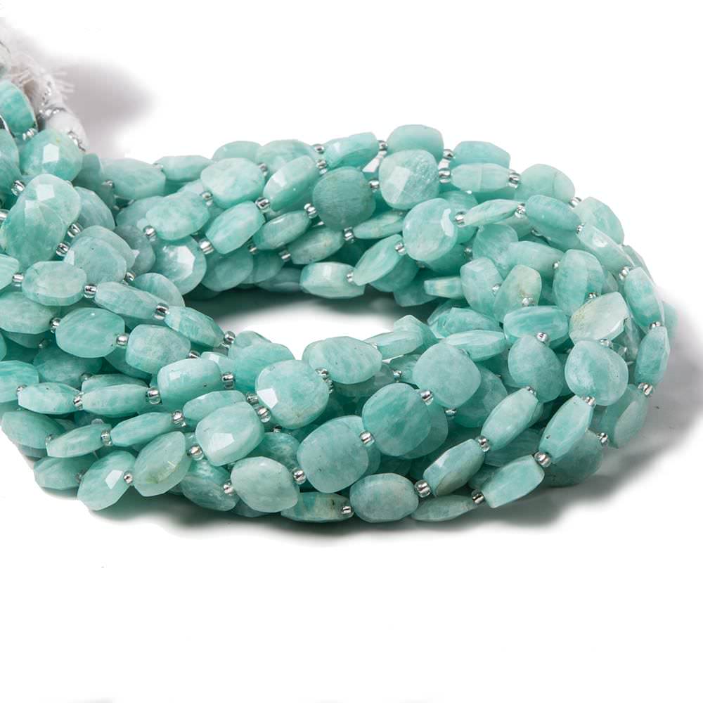 8.5-9mm Amazonite faceted pillow beads 14 inch 33 pieces - Beadsofcambay.com