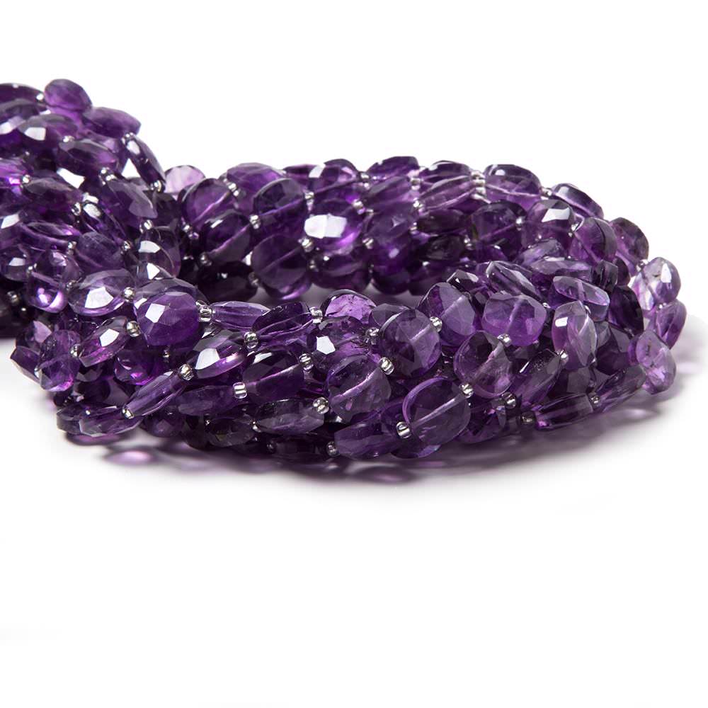 8.5-9mm Amethyst faceted pillow beads 14 inch 34 pieces - Beadsofcambay.com