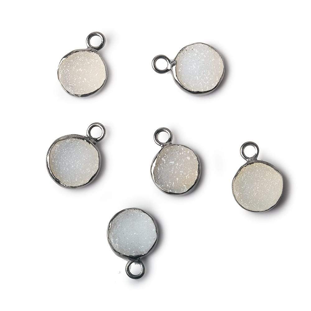 8.5-9mm Black Gold Bezel White Drusy Coin Pendant 1 piece - Beadsofcambay.com