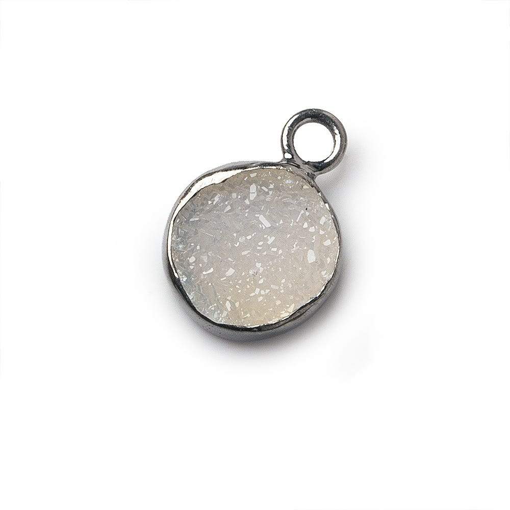 8.5-9mm Black Gold Bezel White Drusy Coin Pendant 1 piece - Beadsofcambay.com