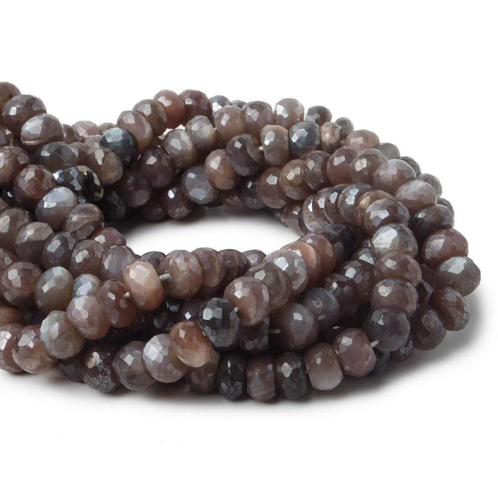 8.5-9mm Mystic Chocolate Moonstone faceted rondelle beads 13 inch 59 pieces A - Beadsofcambay.com