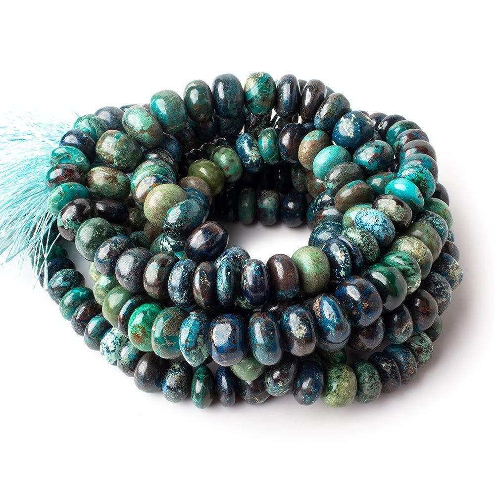 8.5-9mm Chrysocolla Plain Rondelle Beads 16 inch 61 pieces AA grade - Beadsofcambay.com