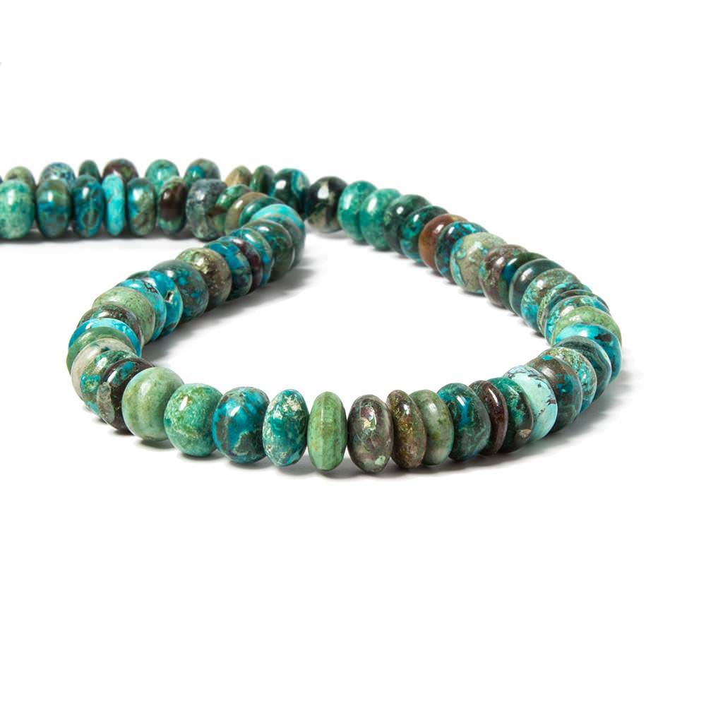 8.5-9mm Chrysocolla Plain Rondelle Beads 16 inch 61 pieces AA grade - Beadsofcambay.com
