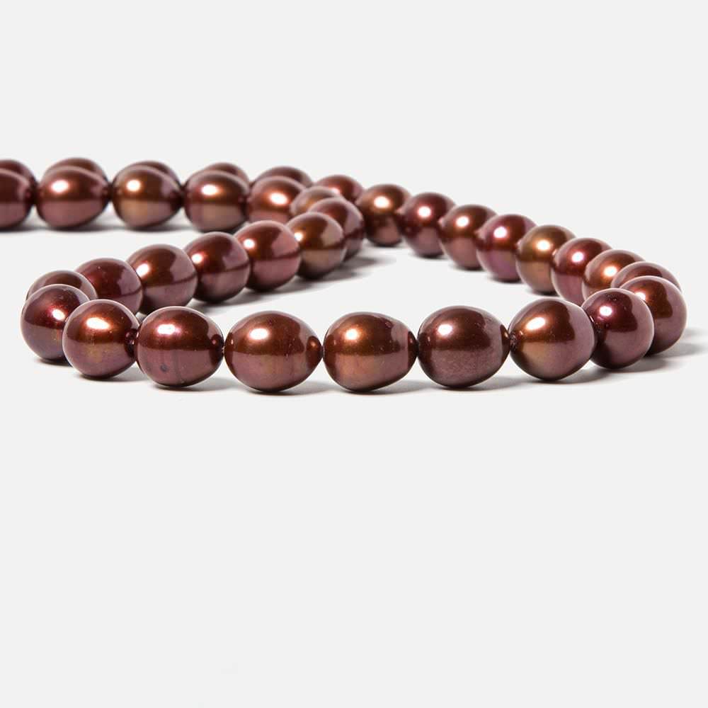 8.5-9mm Copper Brown Straight Drill Oval Freshwater Pearl 40pcs - Beadsofcambay.com
