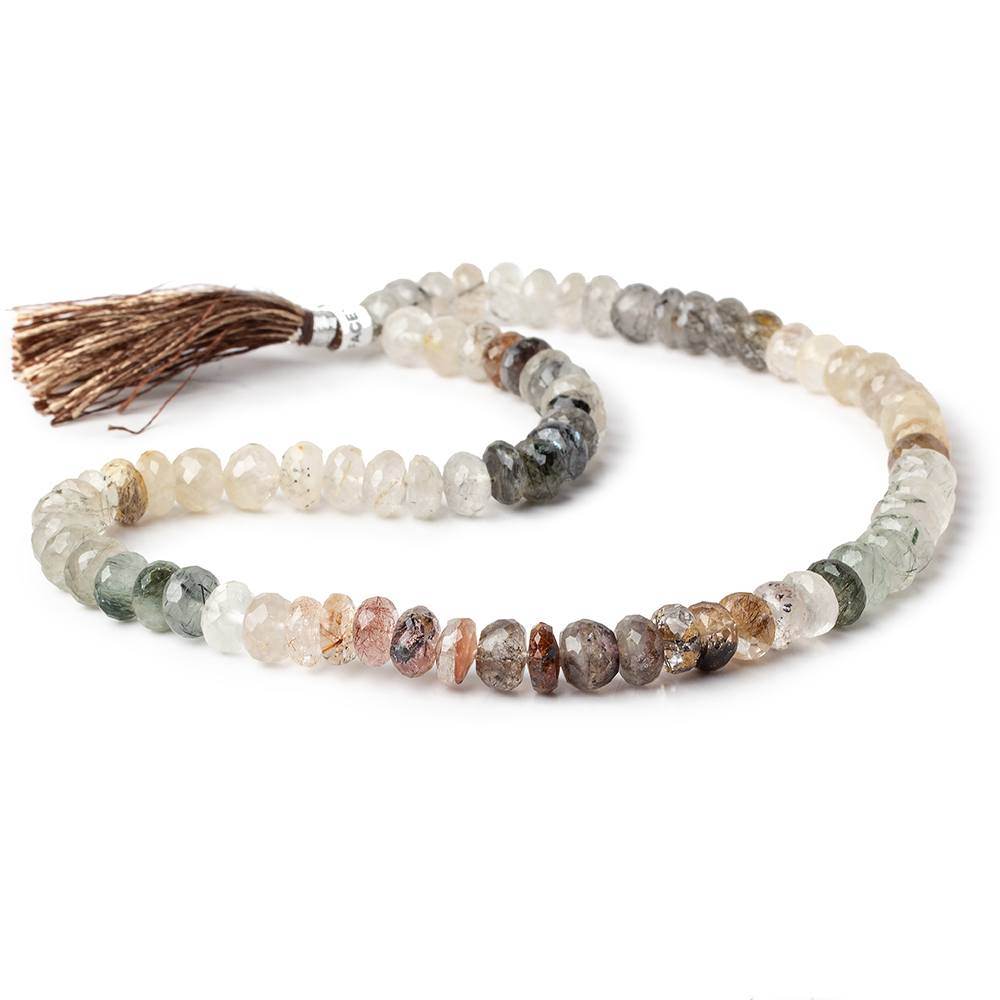 8.5-9mm Multi Rutilated Quartz Faceted Rondelle 15 inch 75 pieces A - Beadsofcambay.com