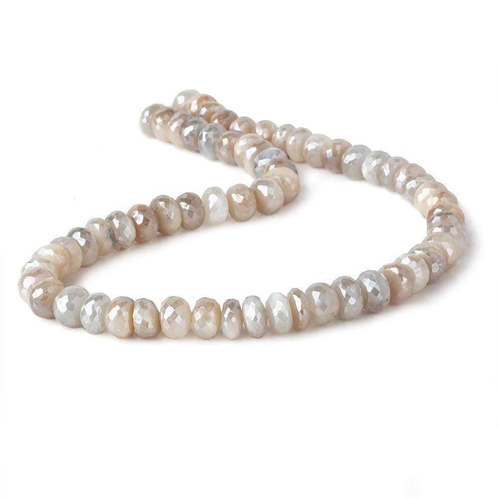 8.5-9mm Mystic Multi Color Moonstone faceted rondelles 14 inch 60 beads - Beadsofcambay.com