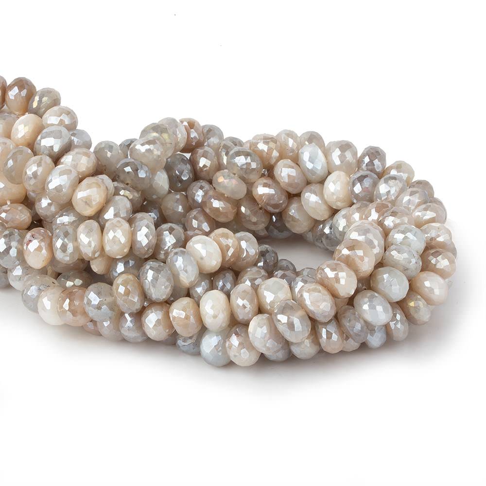 8.5-9mm Mystic Multi Color Moonstone faceted rondelles 14 inch 60 beads - Beadsofcambay.com
