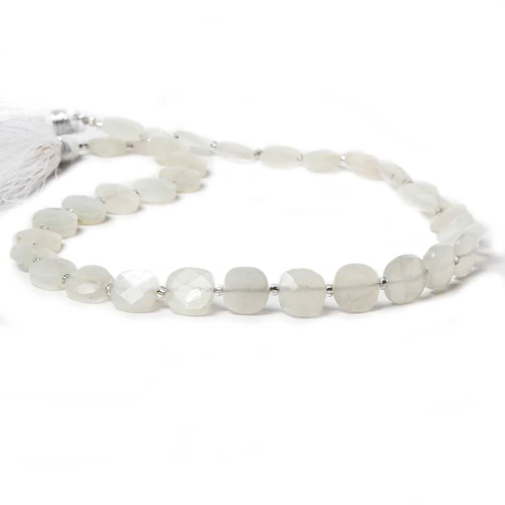 8.5-9mm Off White Moonstone faceted pillow beads 13.5 inch 32 pieces - Beadsofcambay.com