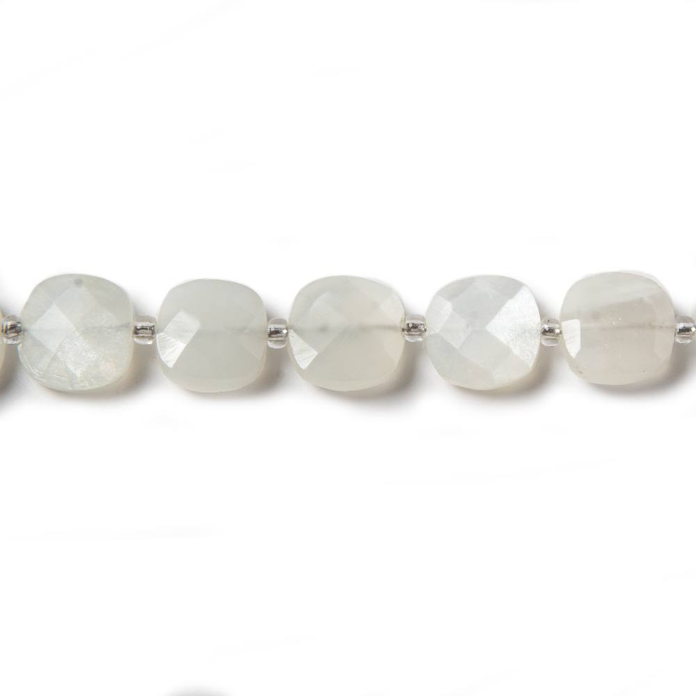 8.5-9mm Off White Moonstone faceted pillow beads 13.5 inch 32 pieces - Beadsofcambay.com