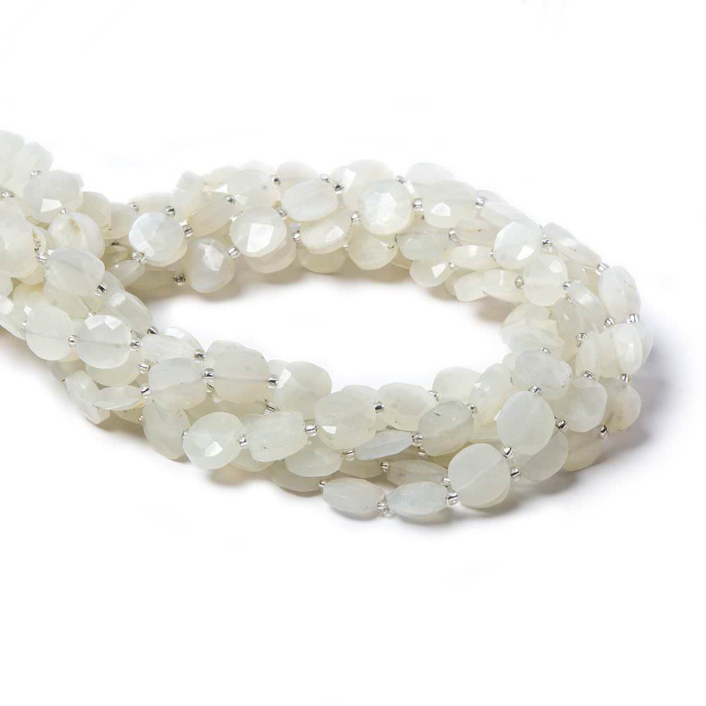 8.5-9mm Off White Moonstone faceted pillow beads 13.5 inch 32 pieces - Beadsofcambay.com