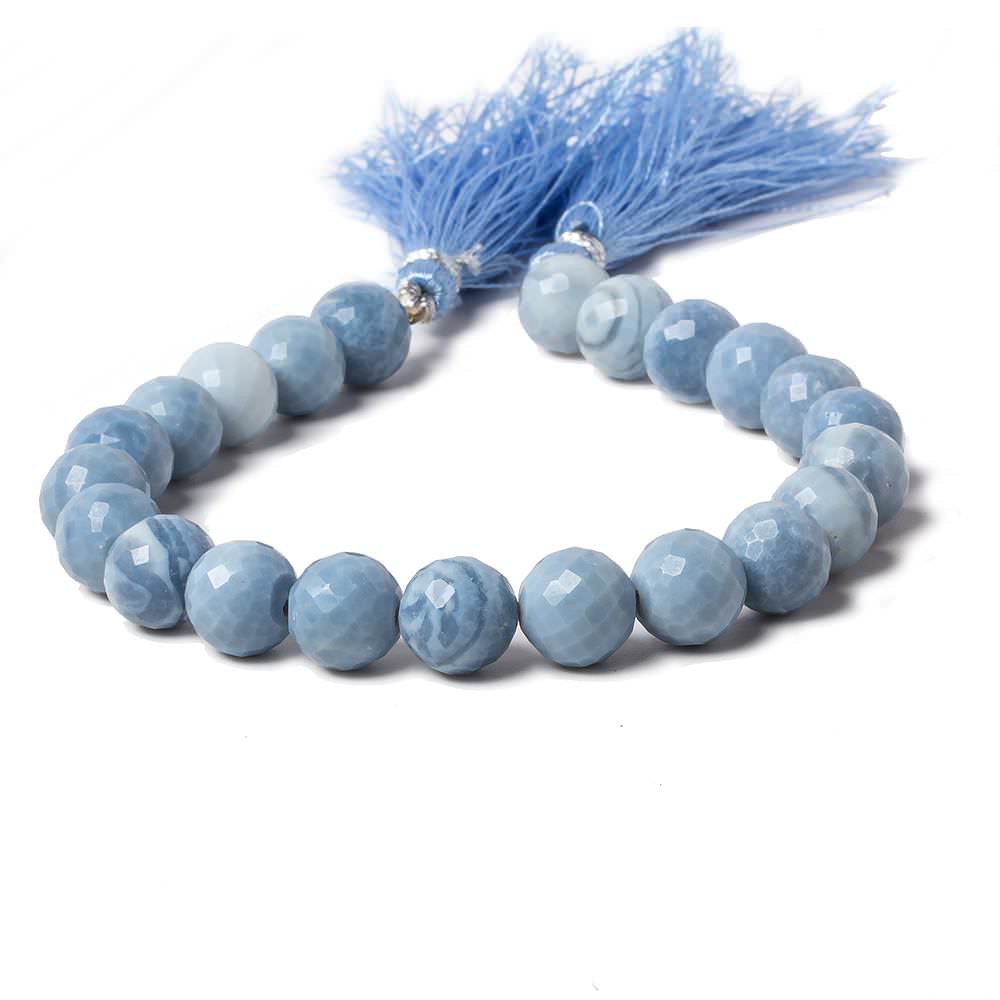 8.5-9mm Owyhee Natural Blue Opal faceted round beads 7.5 inch 22 pieces - Beadsofcambay.com
