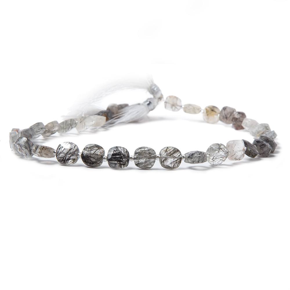 8.5-9mm Tourmalinated Quartz faceted pillow beads 14 inch 33 pieces - Beadsofcambay.com