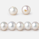 8.5-9mm White Off Round Large Hole Freshwater Pearls 7.5 inch 22 Beads - Beadsofcambay.com