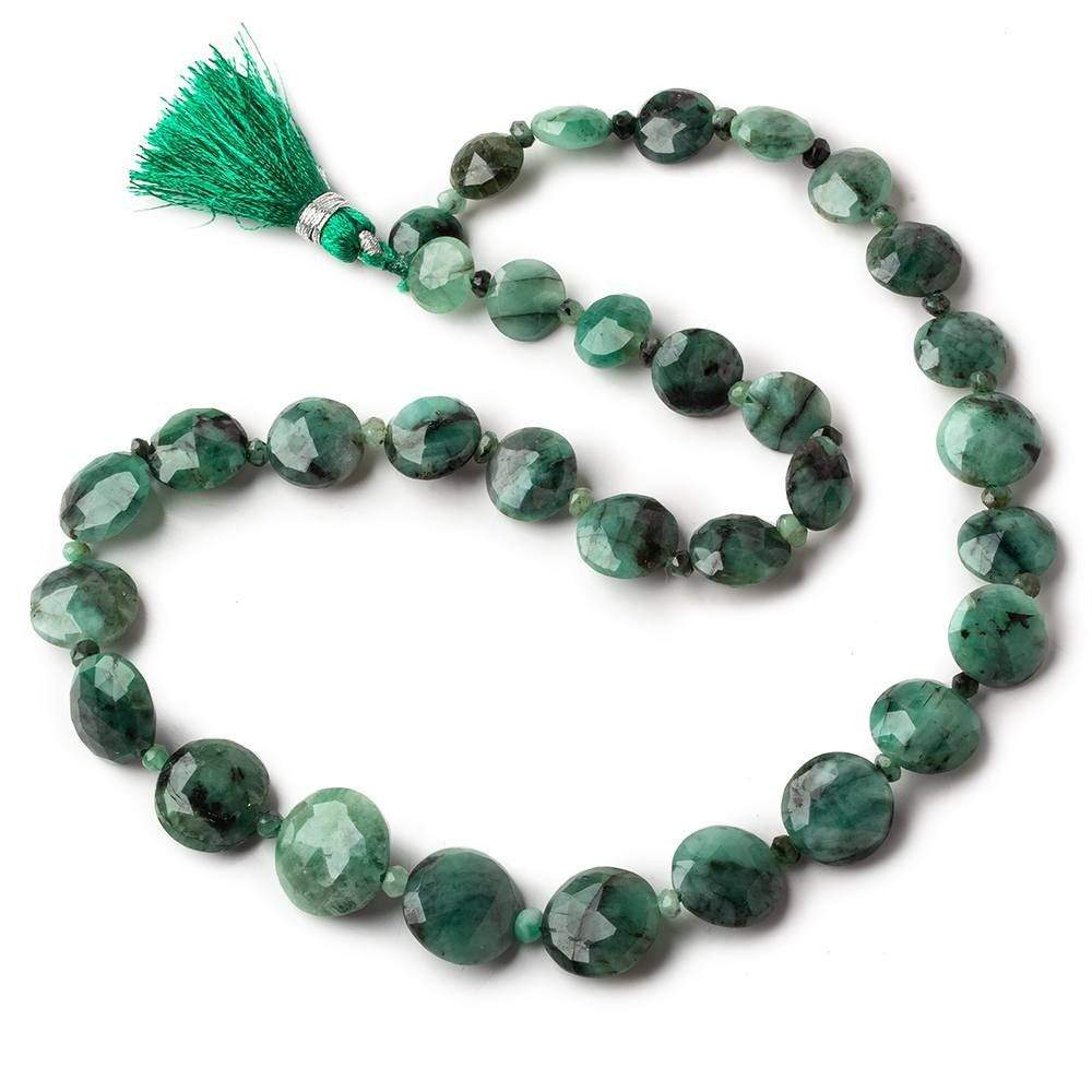 8.5mm - 13.5mm Brazilian Emerald Faceted Coins 15.5 inch 33 pieces AA - Beadsofcambay.com