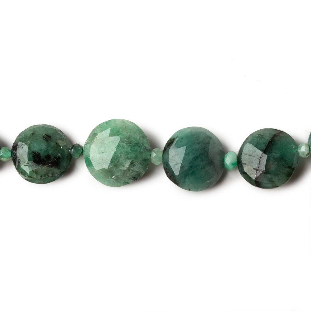8.5mm - 13.5mm Brazilian Emerald Faceted Coins 15.5 inch 33 pieces AA - Beadsofcambay.com