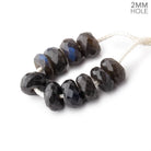 8.5mm Black Labradorite 2mm Large Hole Faceted Rondelle Bead Set of 10 - Beadsofcambay.com