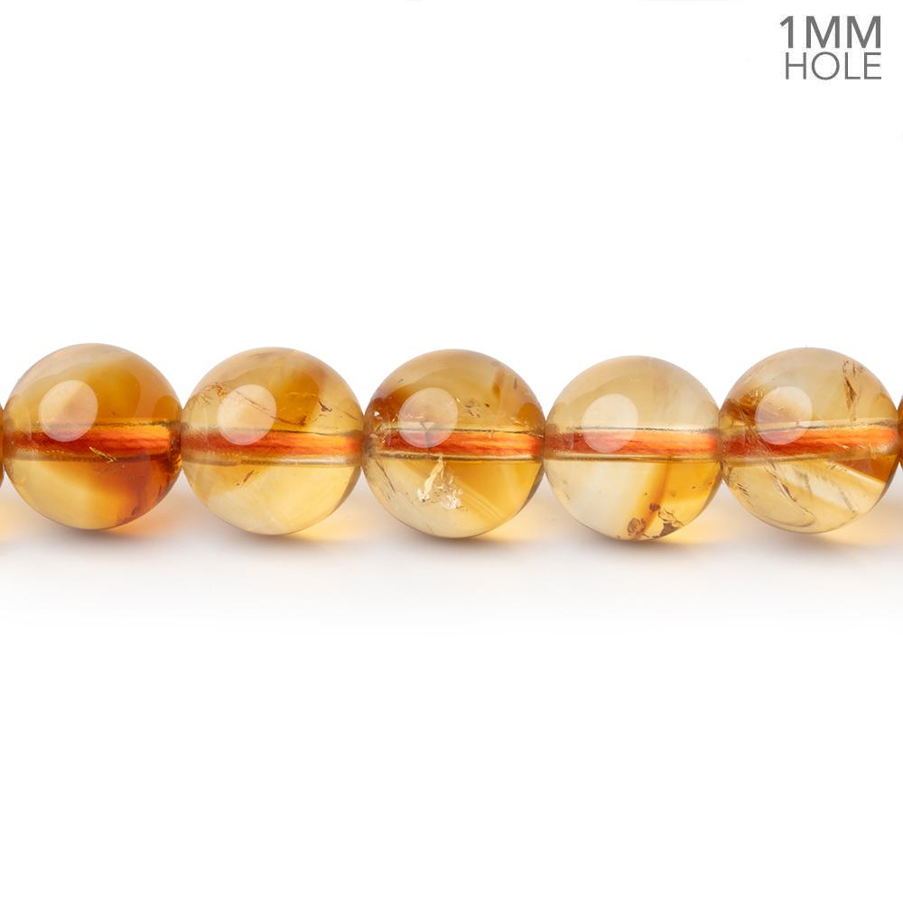 8.5mm Citrine Plain Rounds 15 inch 46 Beads with 1mm Drill Holes AA - Beadsofcambay.com