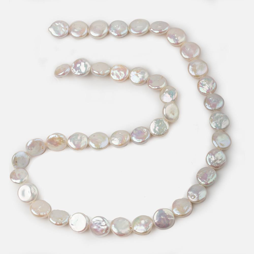 8.5mm Cream White Coin Freshwater Pearls 16 inch 40 pieces - Beadsofcambay.com