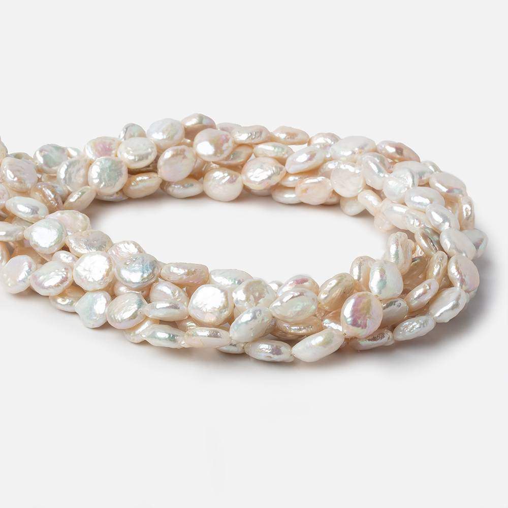 8.5mm Cream White Coin Freshwater Pearls 16 inch 40 pieces - Beadsofcambay.com