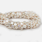8.5mm Cream White Coin Freshwater Pearls 16 inch 40 pieces - Beadsofcambay.com