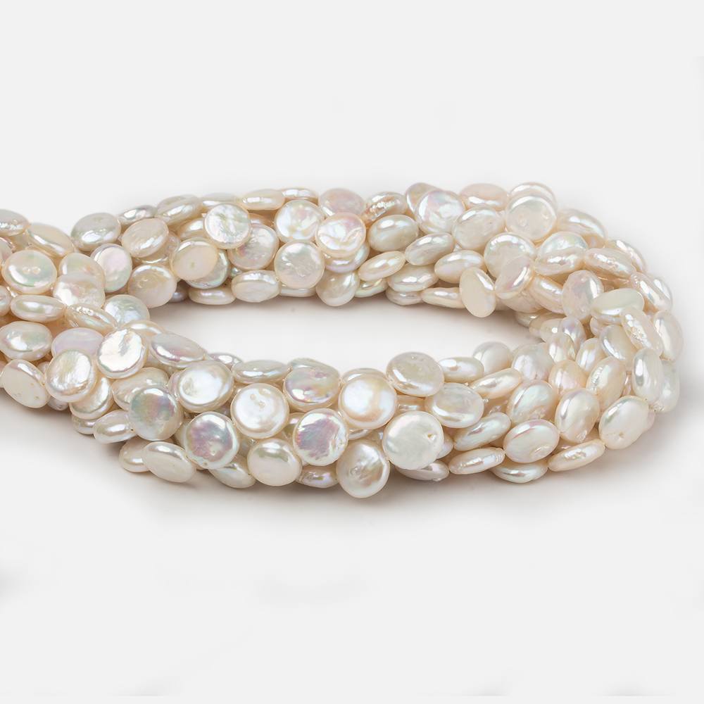 8.5mm Cream White Coin Freshwater Pearls 16 inch 40 pieces - Beadsofcambay.com