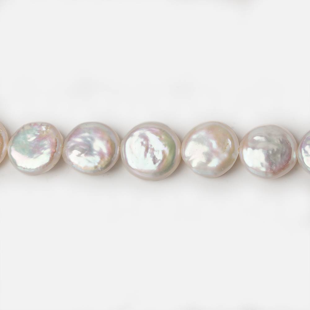 8.5mm Cream White Coin Freshwater Pearls 16 inch 40 pieces - Beadsofcambay.com