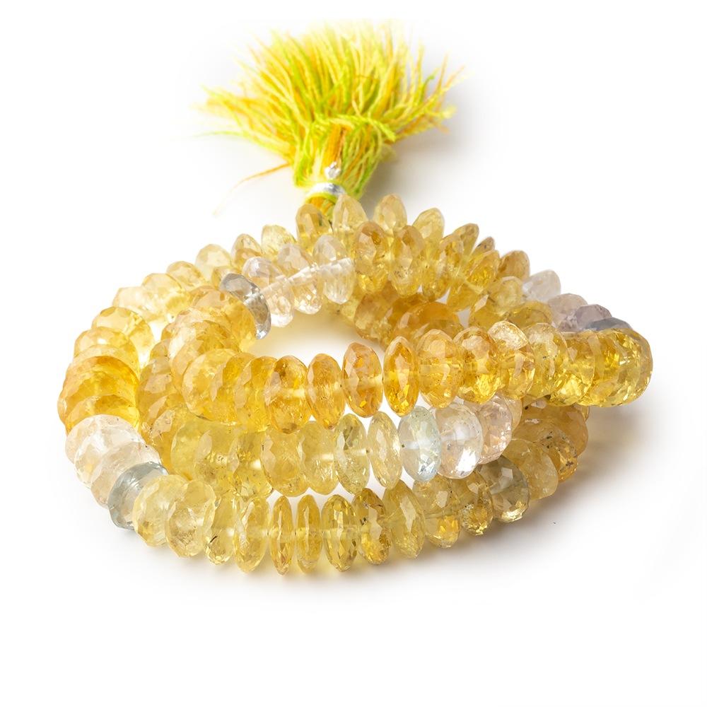 8.5mm Heliodor German Faceted Rondelle Beads 16 inch 107 pieces - Beadsofcambay.com