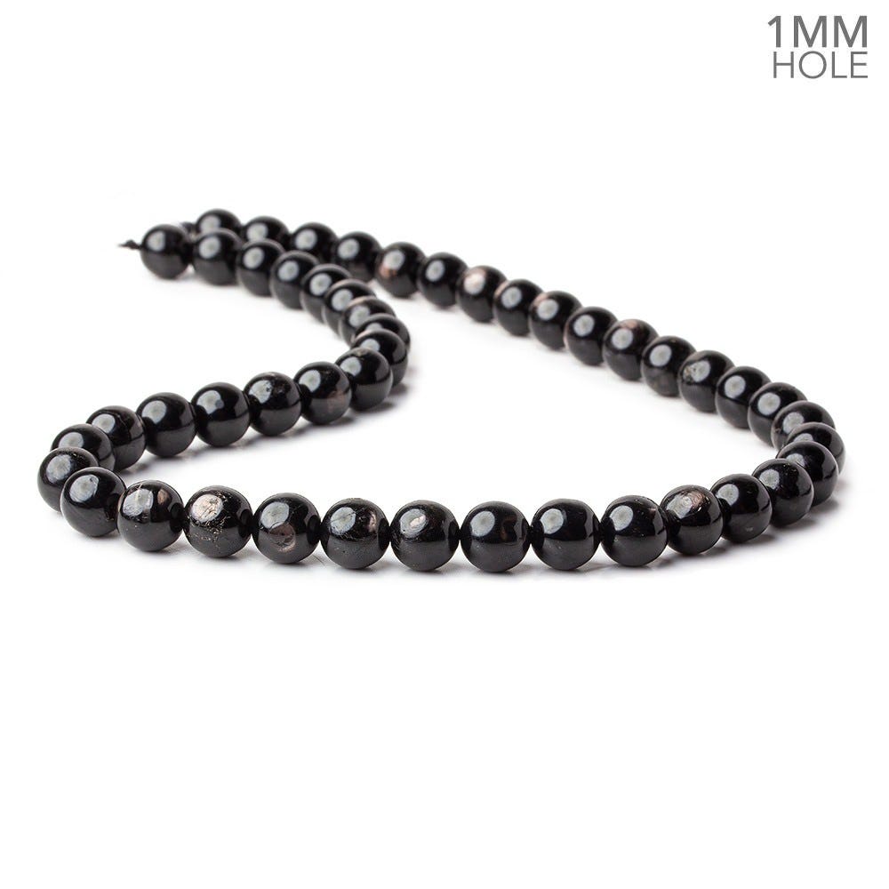 8.5mm Hypersthene plain round large hole beads 15.5 inch 47 beads A - Beadsofcambay.com
