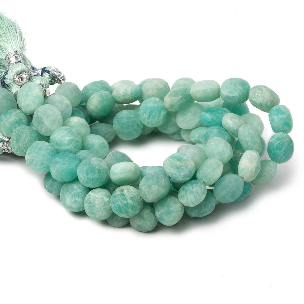 8.5mm Matte Amazonite plain coin beads 7.5 inch 20 pieces - Beadsofcambay.com