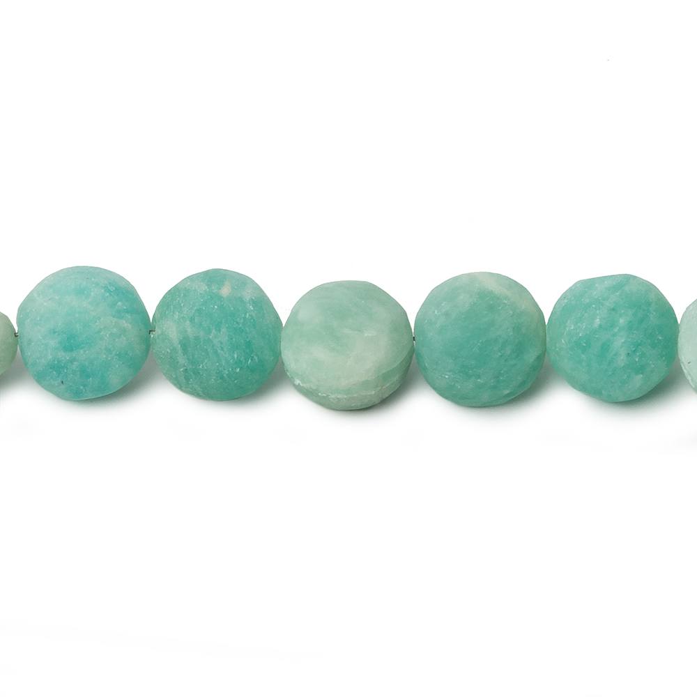 8.5mm Matte Amazonite plain coin beads 7.5 inch 20 pieces - Beadsofcambay.com
