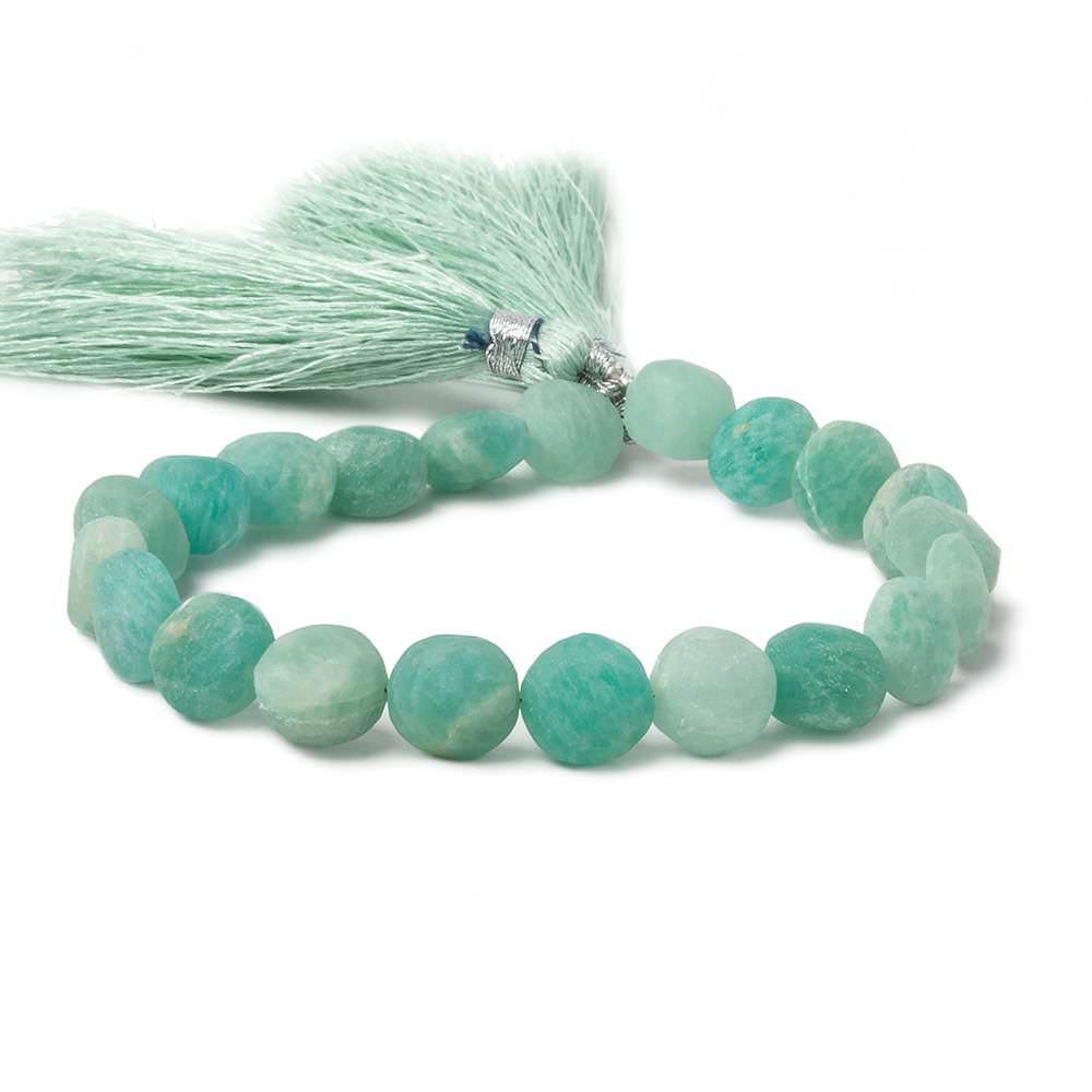 8.5mm Matte Amazonite plain coin beads 7.5 inch 20 pieces - Beadsofcambay.com