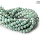 8.5mm Milky Aquamarine plain round large hole beads 16 inch 50 pieces A - Beadsofcambay.com