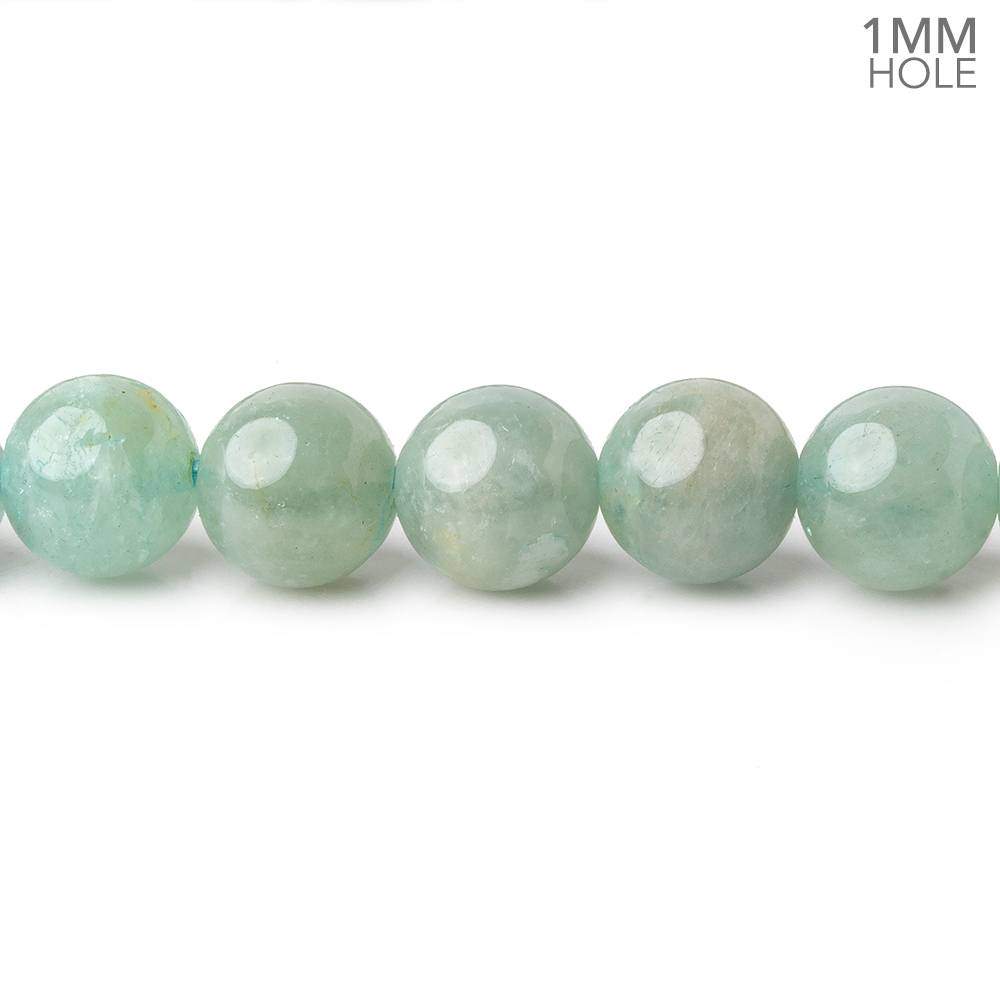 8.5mm Milky Aquamarine plain round large hole beads 16 inch 50 pieces A - Beadsofcambay.com