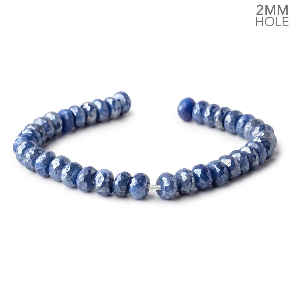 8-8.5mm Mystic Blue Moonstone 2mm Large Hole Faceted Rondelles 8 inch 34 Beads - Beadsofcambay.com